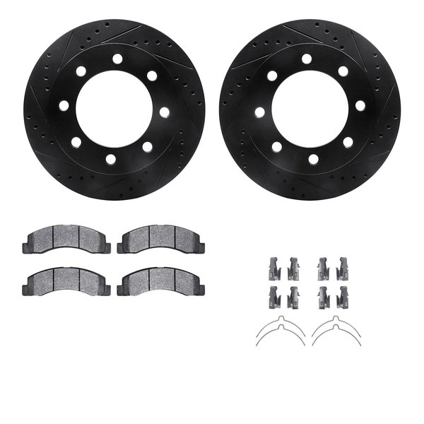 Dynamic Friction Co 8512-54123, Rotors-Drilled and Slotted-Black w/ 5000 Advanced Brake Pads incl. Hardware, Zinc Coated 8512-54123